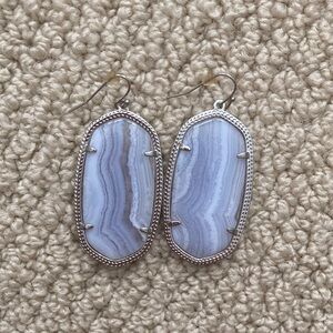 Kendra Scott Elle Drop Silver Gray Stone Earrings Like New
